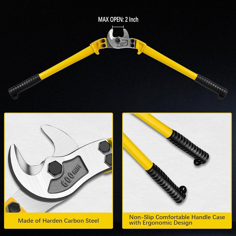 AUPREX 24 Inch Heavy Duty Cable Cutter, Carbon Steel Wire Rope Cutter for Aluminum and Copper Wire Rope, Multi-Functional Labor Saving Long Arm Wire Cutter Pliers with Ergonomic Design - Image 3